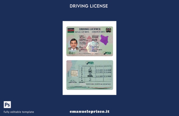 verified style modello di patente di guida del Kenya in stile verificato template